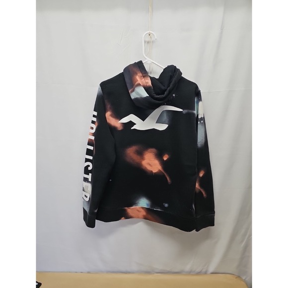 Hollister Men's Black Hoodie with Red and Blue Paint T-Shirt Spellout Birds L - Picture 9 of 13